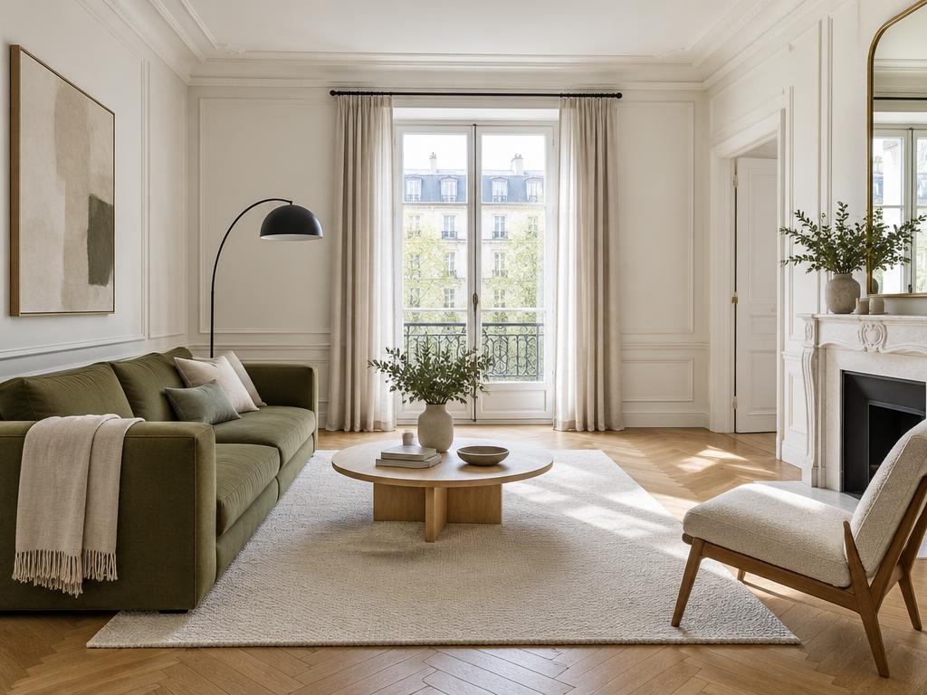 Inspiration : un salon lumineux aux finitions intérieures naturelles